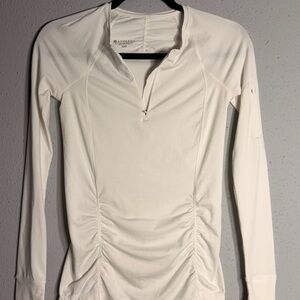 Athleta Women's White Ruched Long Sleeve Top
